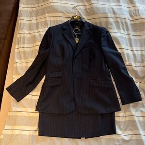 Classic Brooks Brothers  Tailored Navy Blue Pinstripe Suit and Skirt Set